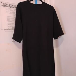 Maison Martin Margiela Black Short-Sleeve Midi Shift Dress